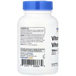 Вітамінно-мінеральний комплекс Nutricost Вітамін K2 та вітамін D3, Vitamin K2 + Vitamin D3, 120 гелевих капсул (NCS00866) - мініатюра 4