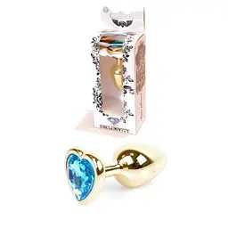 Анальна пробка з кристалом B-Series Jewellery Gold Heart Plug Light Blue, 7х2,7 см, блакитний - мініатюра 8