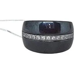 Срібне кільце Aurora з керамікою і фіанітами. С1107Ч 16,5