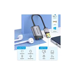 Звукова плата USB AM to 2x3.5mm F 0.15m gray Vention (CDKHB) - мініатюра 2