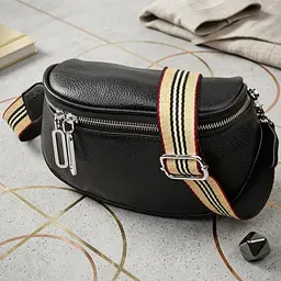Напівкругла сумка через плече з натуральної шкіри 22079 Vintage чорна