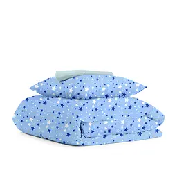 Дитяча постільна білизна в ліжечко COLOR STARS CS2, синій (StarsColorBlue_LightBlue_140)