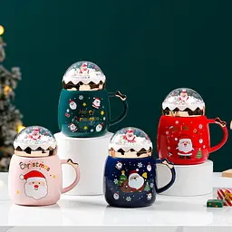 Кухоль з кришкою новорічний Santa Claus 13663 400 мл зелений - мініатюра 2
