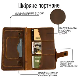 Шкіряне портмоне "Крафт" ручної роботи з натуральної шкіри - мініатюра 2