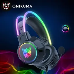 Накладні ігрові навушники Onikuma X15 Pro дротові з гарнітурою та RGB-підсвіткою чорні - мініатюра 2