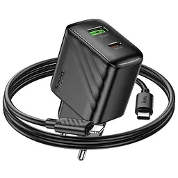 МЗП Hoco CS25A Rico PD20W+QC3.0 (1USB-A/1C) + кабель Type-C to Lightning Black - мініатюра 7
