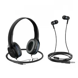 Навушники накладні та вставні Hoco Enlighten W24 black-blue 2 пари - мініатюра 5