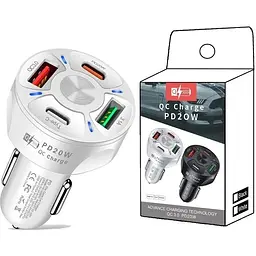 Автомобільний зарядний пристрій No Brand CWa 2USB 2Type-C PD20W QC 3.0 White (3650552) - мініатюра 3