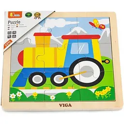 Дерев'яний пазл Viga Toys Паровозик 9 елементів (51446) - мініатюра 2