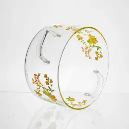 Скляна каструля з кришкою Yiwu Wildflowers, боросилікатне скло, 1,8 л, 16 см, зелена - мініатюра 4