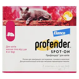Краплі від гельмінтів для котів Elanco Profender Spot-On від 5 до 8 кг 2 шт. - мініатюра 3