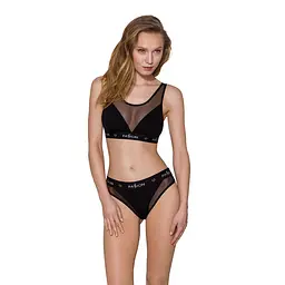 Трусики з прозорою вставкою Passion PS002 PANTIES L, black - мініатюра 3