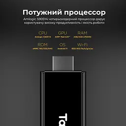 Смарт ТВ стік Tanix TX9 2/16Gb Amlogic S905Y4 Android TV 11, медіаплеєр 4K HDR - мініатюра 4