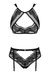 Комплект Obsessive Allastia 2-pcs set black L/XL, регульовані бретелі, багаторівнева застібка - мініатюра 4