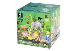 Конструктор блоковий QB300-006 "Block&Steps: Пригоди в Сафарі" + ходилка та меморі гра 3в1, 89дет. qbee - мініатюра 2