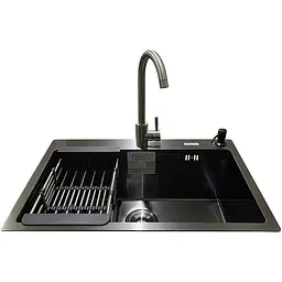 Комплект мийка + змішувач Romzha Arta U-600S BL (A) - мініатюра 2