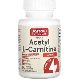 Ацетил L-карнітин Jarrow Formulas Acetyl L-Carnitine 500 мг 60 вегетаріанських капсул