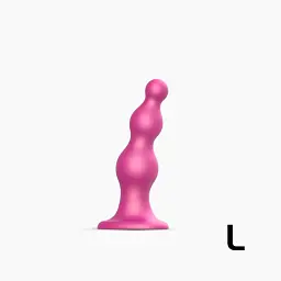Насадка для страпону Strap-On-Me Dildo Plug Beads Framboise Metallic L - мініатюра 2