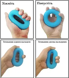 Еспандер кістьовий PowerPlay силіконовий PP-4324 Hand Grip Ring Light 15 кг Блакитний (PP_4324_15kg) - мініатюра 5