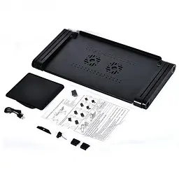 Чорний столик підставка для ноутбука з охолодженням Laptop Table T8 - мініатюра 5