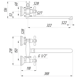 Змішувач для ванни Globus Lux GB-DOMINOX-0316 - мініатюра 4