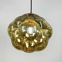 Підвіс із фактурним скляним плафоном в золотому кольорі | Арт. 0619/1 Gold | Line F - мініатюра 4