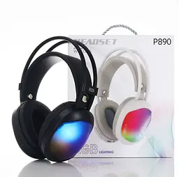 Бездротова ігрова гарнітура P890 RGB Bluetooth навушники з мікрофоном 40 мм драйвери 18 годин роботи чорний - мініатюра 2