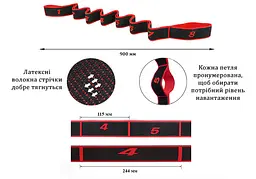 Еспандер стрічка EasyFit з петлями для тренувань червоний (HARD) (EF-1684-R) - мініатюра 8