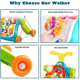 Навчальні ходунки для малюків 5 в 1 Baby Walker Sit-to-Stand - мініатюра 7