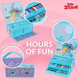 Набір Disney Stitch Art Set для дітей, футляр для розфарбовування з олівцями, крейдою, блокнотом - мініатюра 4