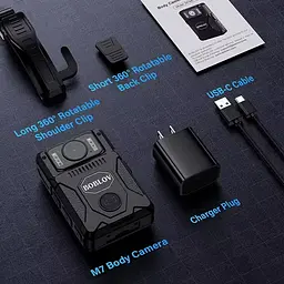 Нагрудний відеореєстратор BOBLOV M7 128GB з потужним акумулятором, поворотним об'єктивом, кут огляду 127° - мініатюра 7