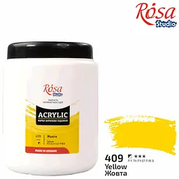 Фарба акрилова Жовта (409) 1000 мл ROSA Studio (4823098531586)