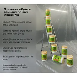 Плівка захисна Alloid з малярною стрічкою 2700 мм x 30 м (PF-0730270) - мініатюра 5