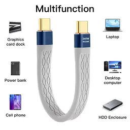 Кабель Type-C to USB-C для MacBook iPad Samsung 240 W USB4 40 Gbps - миниатюра 3