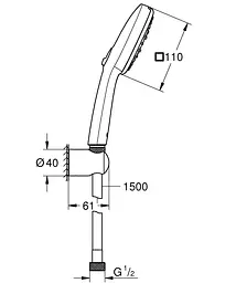 Душовий гарнітур Grohe Tempesta Cube 3 режими струменя 110 27588003, Хром - мініатюра 8
