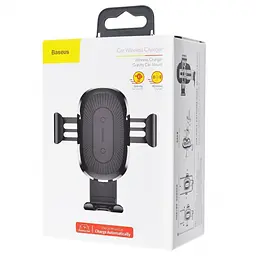 Тримач в машину з бездротовим ЗП Baseus Gravity Car Mount (Air Outlet Version) 1.67A 10W чорний (17216) - мініатюра 2