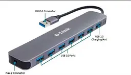 Мультипортовий адаптер USB хаб USB3.0 D-Link DUB-1370/B2A 7хUSB3.0 Black - мініатюра 2