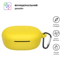 Силіконовий чохол для навушників Xiaomi Redmi Buds 4 Lite, Hang Case, жовтий, ультратонкий захисний кейс товщиною 2 мм, захист від подряпин, пилу та ударів, компактний, з карабіном для кріплення, ArmorStandart (ARM73549) - мініатюра 2