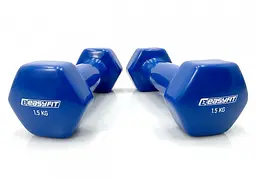 Гантель для фітнесу 1.5 кг EasyFit із вініловим покриттям синя - мініатюра 2