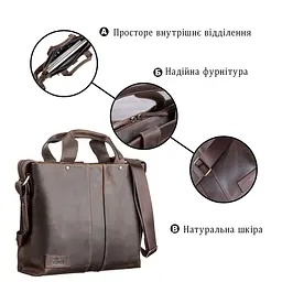 Сумка чоловіча SHVIGEL 11115 шкіряна коричнева - мініатюра 4