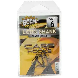 Гачок для мирної риби BOOM Long Shank №6 (10 шт/уп) (Black Nickel)