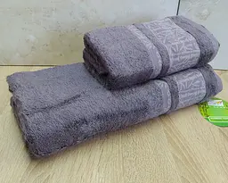 Набір турецьких бамбукових махрових рушників Cestepe 50х90+70х140 Bamboo Aymira Violet - мініатюра 2