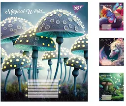 
Зошити учнівські 12 аркушів лінія. YES Magical world, 25 шт. в упаковці