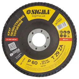 Круг зачистний Sigma пелюстковий торцевий Т29 (конічний) ZA 125мм P60 (9173531) - мініатюра 2