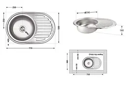 Кухонна мийка Brinex 7750 0,8 мм, врізна BRIN7750MDEC08 - мініатюра 7