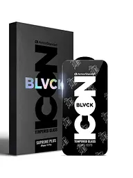 Захисне скло для Apple iPhone 14 Pro, Supreme Black Icon, повноекранне загартоване скло 9H, 3D, протиударне, ультратонке, глянцеве, з олеофобним і жировідштовхуючим покриттям, з сіточкою на динамік, преміум, ArmorStandart (ARM69295)