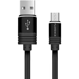 Кабель Florence Silicone microUSB 1m 3A Black (FL-2205-KM) - мініатюра 2