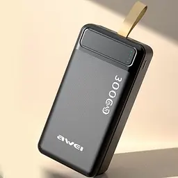 Портативний зарядний пристрій Power Bank Awei P7K 30000 mAh USB/Type-C Чорний - мініатюра 7