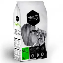 Корм для собак AMITY Mini Adult, для дрібних порід, з куркою і ягням, 2 кг