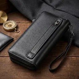 Стильний чоловічий клатч на два відділення із натуральної шкіри ST Leather 22700 чорний - мініатюра 4